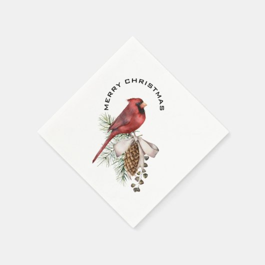 Serviette En Papier Joyeux Noël Cardinal & Pine Cone Noël Avril (Coin)