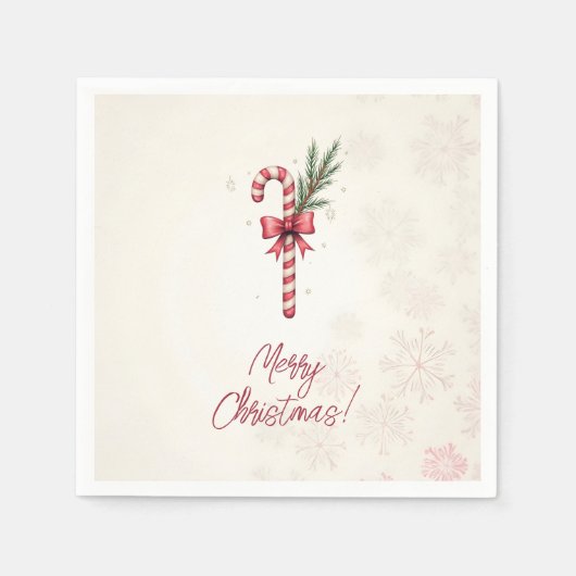 Serviette En Papier Joyeux Noël! Carte de Noël. Bonbons de Noël (Devant)