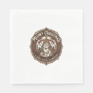 Serviette En Papier Joyeux Noël Chat Christmas Vintage Vector Art S