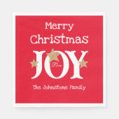 Serviette En Papier Joyeux Noël Chic Script Red Christmas Papier (Devant)