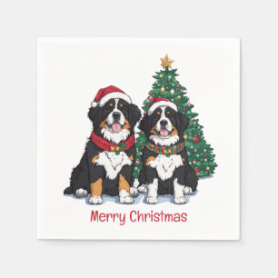 Serviette En Papier Joyeux Noël Chiens de Montagne Bernois