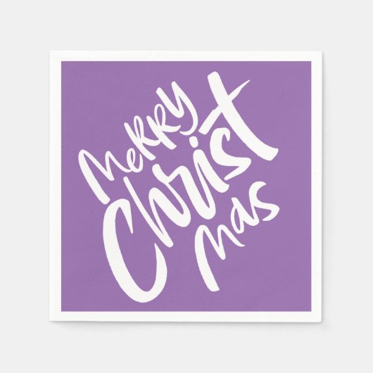 Serviette En Papier Joyeux Noël chrétien Lettres Purp Religieux (Devant)