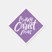 Serviette En Papier Joyeux Noël chrétien Lettres Purp Religieux (Coin)