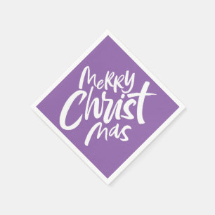Serviette En Papier Joyeux Noël chrétien Lettres Purp Religieux