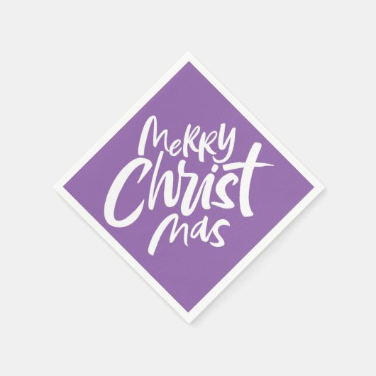 Serviette En Papier Joyeux Noël chrétien Lettres Purp Religieux (Coin)