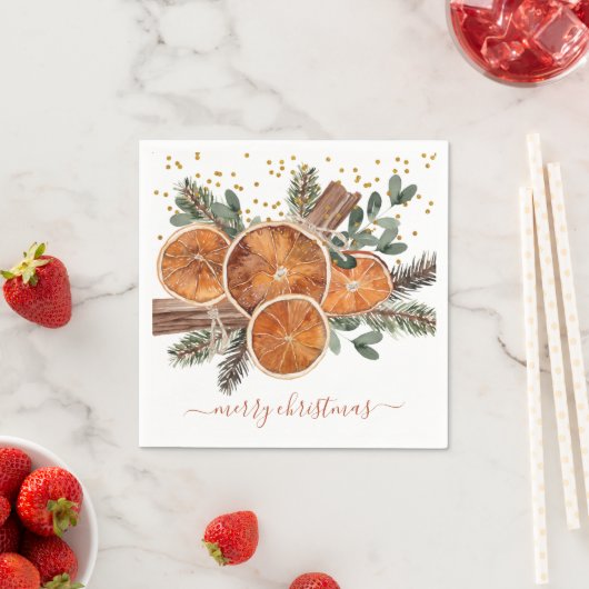 Serviette En Papier Joyeux Noël Citrus Pine (En situation)