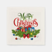Serviette En Papier Joyeux Noël, conception colorée, (Devant)