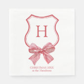 Serviette En Papier Joyeux Noël Coquette Bow Monogramme (Devant)