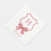 Serviette En Papier Joyeux Noël Coquette Bow Monogramme (Coin)
