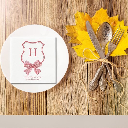 Serviette En Papier Joyeux Noël Coquette Bow Monogramme