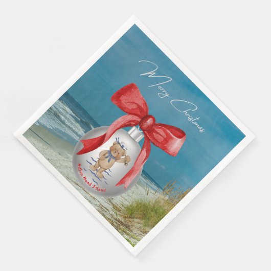 Serviette En Papier Joyeux Noël côtier Hilton Head Island Beach (Coin)