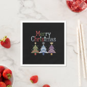 Serviette En Papier Joyeux Noël Croix Noël Arbre Rétro (En situation)