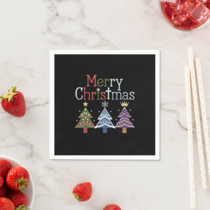 Serviette En Papier Joyeux Noël Croix Noël Arbre Rétro