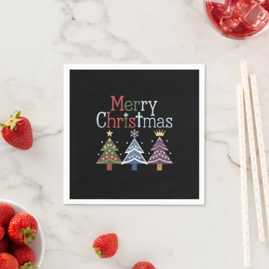 Serviette En Papier Joyeux Noël Croix Noël Arbre Rétro (En situation)