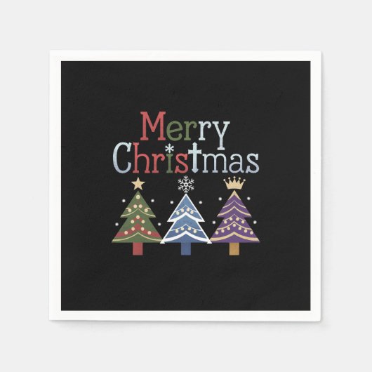 Serviette En Papier Joyeux Noël Croix Noël Arbre Rétro (Devant)