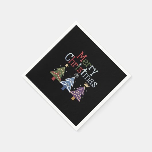 Serviette En Papier Joyeux Noël Croix Noël Arbre Rétro (Coin)