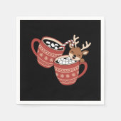 Serviette En Papier Joyeux Noël Cute Reindeer Famille Xmas Café (Devant)