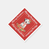 Serviette En Papier Joyeux Noël dalmate rouge (Coin)