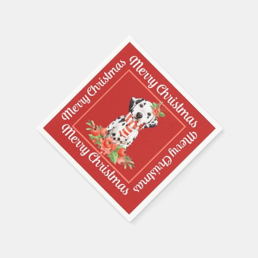 Serviette En Papier Joyeux Noël dalmate rouge (Coin)