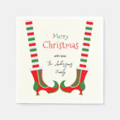 Serviette En Papier Joyeux Noël de la jambe d'elfe (Devant)