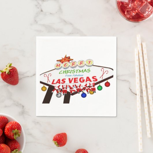 Serviette En Papier Joyeux Noël de Las Vegas Papier Napkin (En situation)