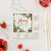 Serviette En Papier Joyeux Noël de verdure (En situation)