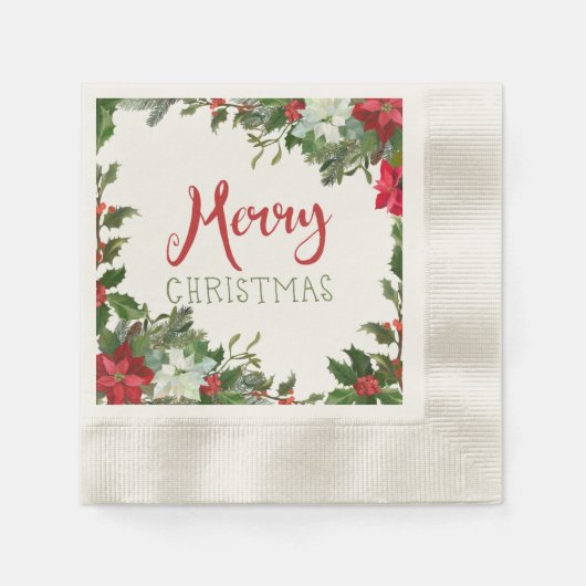 Serviette En Papier Joyeux Noël de verdure (Devant)