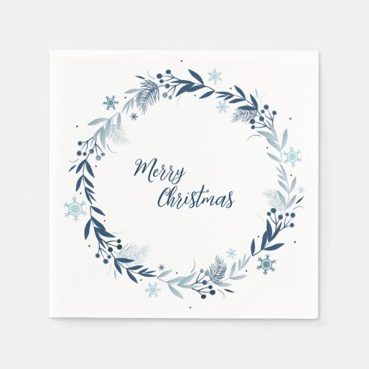 Serviette En Papier Joyeux Noël Délicat Wreath d'hiver (Devant)