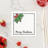 Serviette En Papier Joyeux Noël des baies feuilles (En situation)