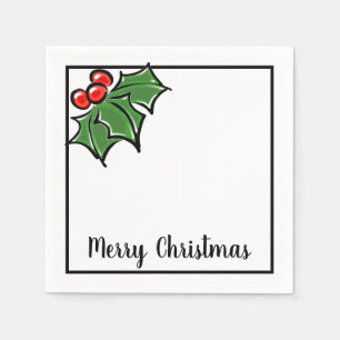 Serviette En Papier Joyeux Noël des baies feuilles