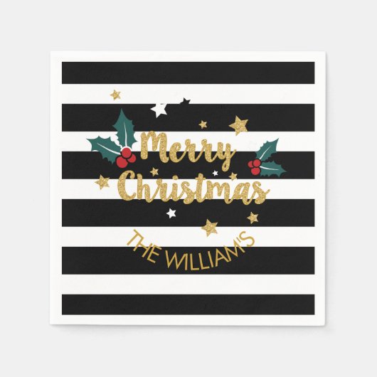 Serviette En Papier Joyeux Noël Design de texte moderne Parties scinti (Devant)