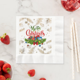 Serviette En Papier Joyeux Noël, design de vacances,