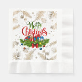 Serviette En Papier Joyeux Noël, design de vacances, (Devant)