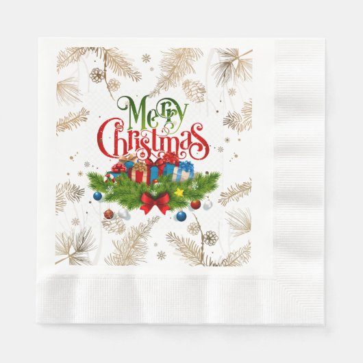 Serviette En Papier Joyeux Noël, design de vacances, (Devant)