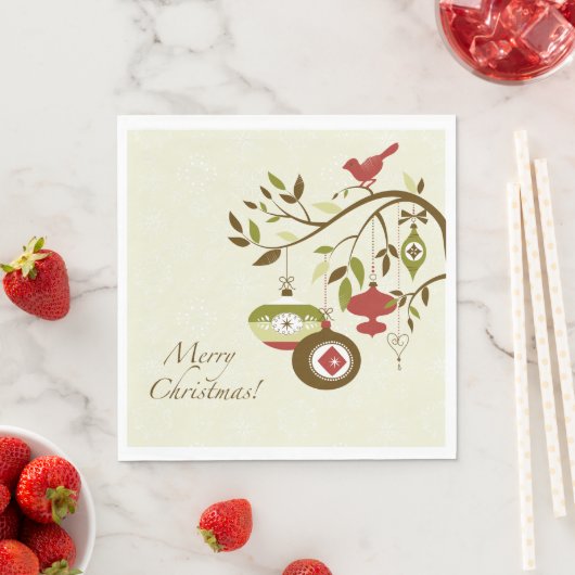 Serviette En Papier Joyeux Noël d'hiver Partridge Tree Branch (En situation)