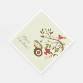 Serviette En Papier Joyeux Noël d'hiver Partridge Tree Branch (Coin)