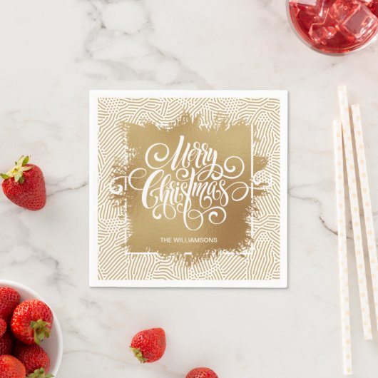Serviette En Papier Joyeux Noël d'or (En situation)