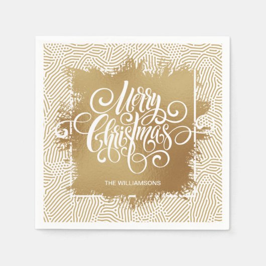 Serviette En Papier Joyeux Noël d'or (Devant)
