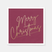 Serviette En Papier Joyeux Noël d'or sur Cranberry Napkins (Devant)