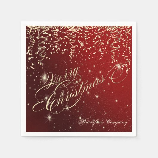 Serviette En Papier Joyeux Noël Elégant, Confetti Or (Devant)