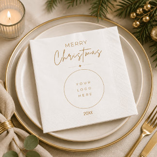 Serviette En Papier Joyeux Noël élégant Logo personnalisé d'entreprise