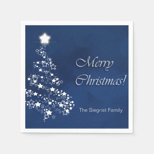 Serviette En Papier Joyeux Noël en bleu foncé (Devant)