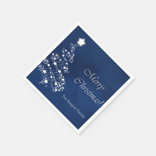 Serviette En Papier Joyeux Noël en bleu foncé (Coin)
