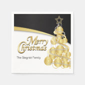 Serviette En Papier Joyeux Noël en Noir & Or (Devant)