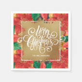 Serviette En Papier Joyeux Noël en or Poinsettia (Devant)