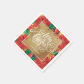 Serviette En Papier Joyeux Noël en or Poinsettia (Coin)