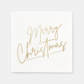 Serviette En Papier Joyeux Noël en or sur des serviettes blanches (Devant)
