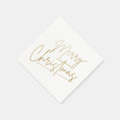 Serviette En Papier Joyeux Noël en or sur des serviettes blanches (Coin)