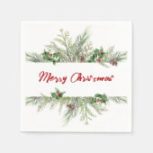 Serviette En Papier Joyeux Noël encadré Classique Voeux de Roue (Devant)