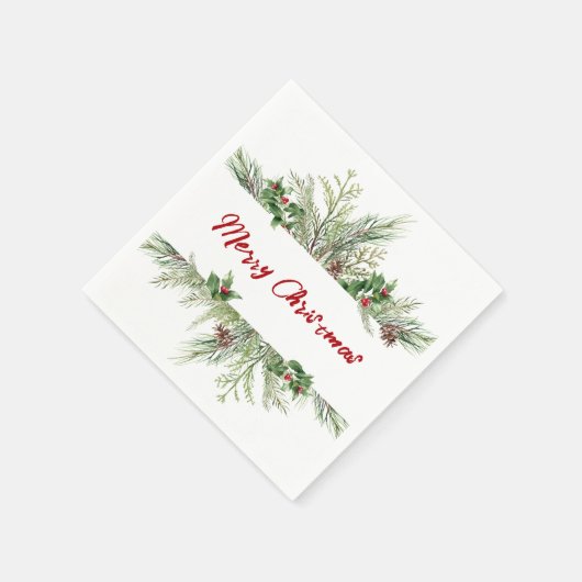 Serviette En Papier Joyeux Noël encadré Classique Voeux de Roue (Coin)